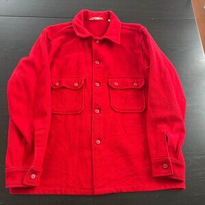 Vintage Mens Boy Scouts of America Red Wool Heavy Duty Shirt Jacket Size 48 XL
